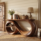 Solid Wood Console Table with Infinity Sculptural Base