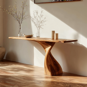Twisted Solid Wood Console Table for Modern Entryway Decor