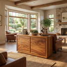 Solid Wood Minimal Sideboard Cabinet with Continuous Grain Doors