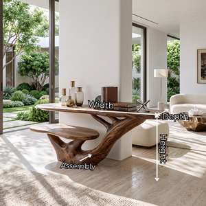 Console Table with Organic Branching Base and Floating Display Shelf