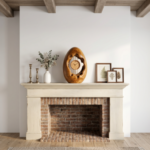 Solid Wood Oval Table Clock with Hollow Sculptural Frame