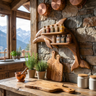 Sculptural Solid Wood Dolphin Spice Rack with Double Wall Shelves