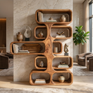 Organic Solid Wood Tree Bookshelf with Sculptural Open Shelves