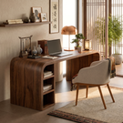 Minimalist Solid Wood Writing Desk with Rounded Modern Form