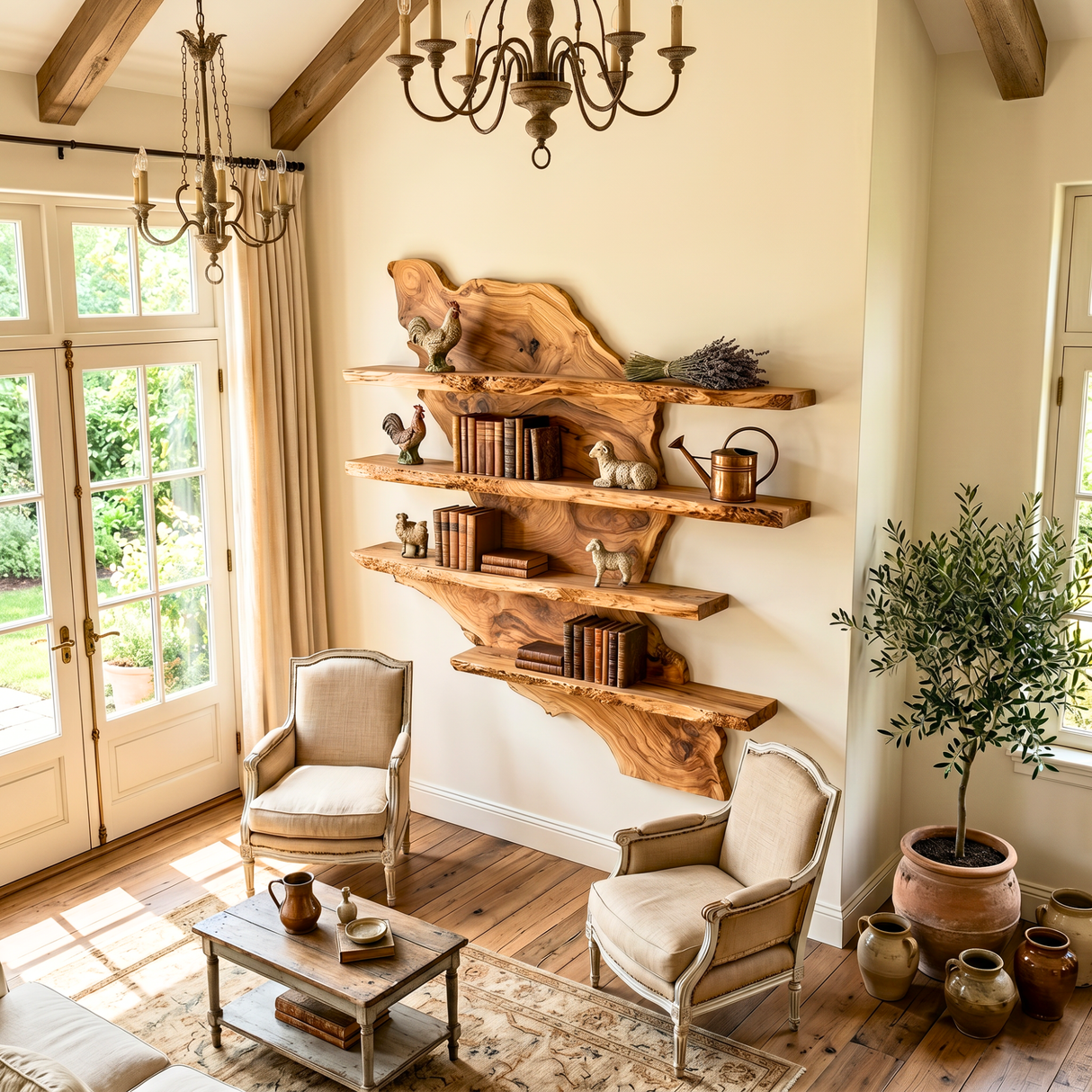 Wooden Wall Shelf Handmade Solid Wood Kitchen Display Shelves