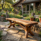 Sculptural Solid Wood Bench with Organic Base for Modern Interiors