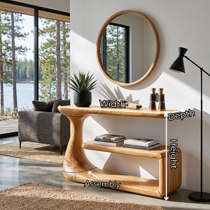 Console Table with Organic Curved Frame and Open Display Shelf