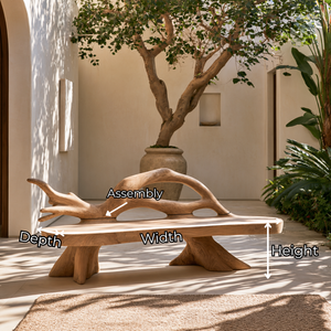Sculptural Solid Wood Garden Bench with Organic Open Backrest