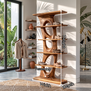 Shoe Cabinet Solid Wood Tall Open Shoe Storage Rack for Entryway Bedroom and Closet (Copy)