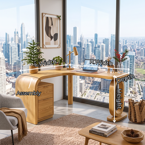 Handcrafted Solid Wood Desk with Sculptural Loop Leg and Built In Drawers