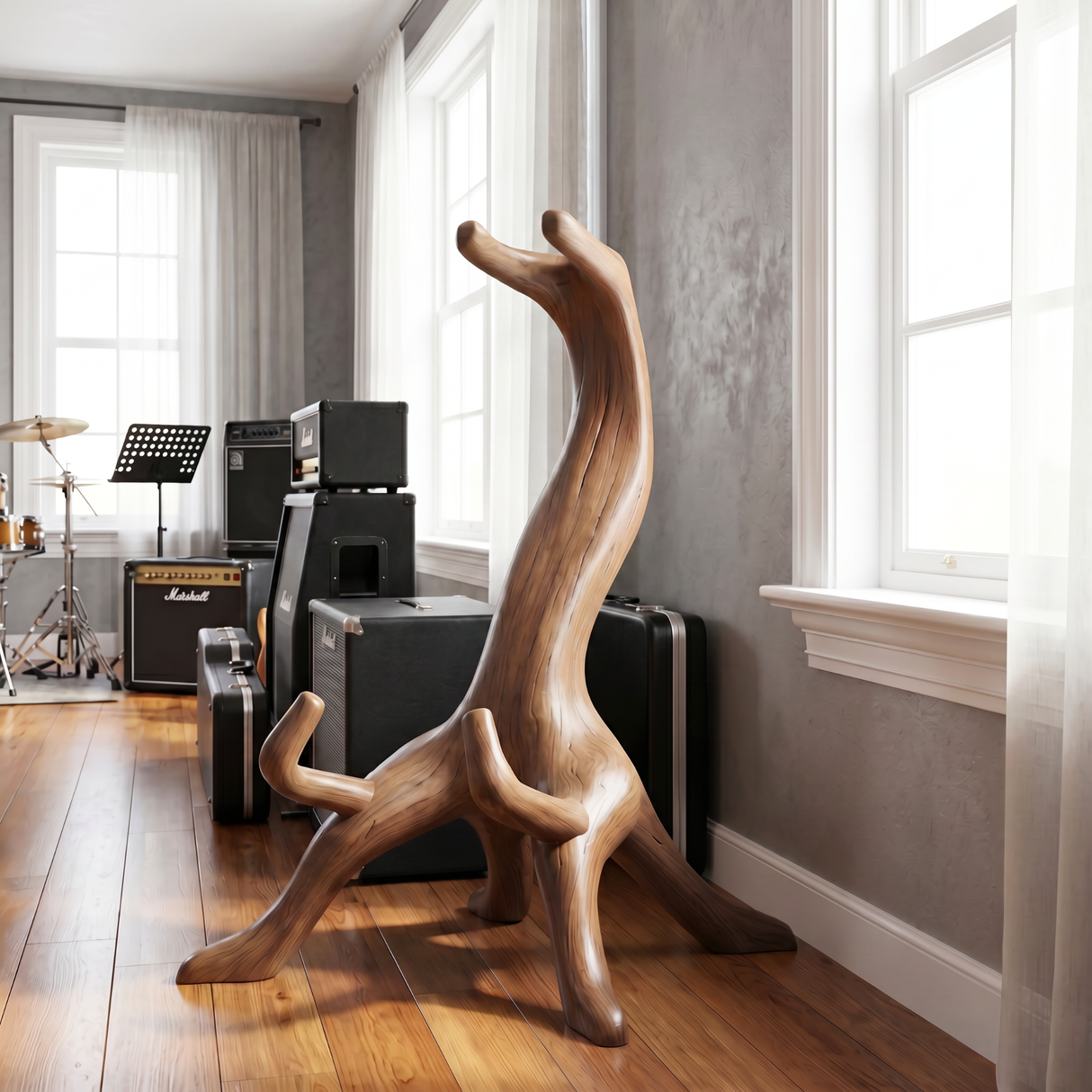 Rootform Guitar Holder Handmade Wooden Floor Stand