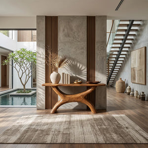 Solid Wood Sculptural Console Table for Organic Modern Entryway
