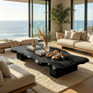 Solid Wood Live Edge Tea Table for Zen Tatami and Japandi Spaces