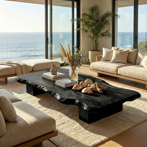 Solid Wood Live Edge Tea Table for Zen Tatami and Japandi Spaces