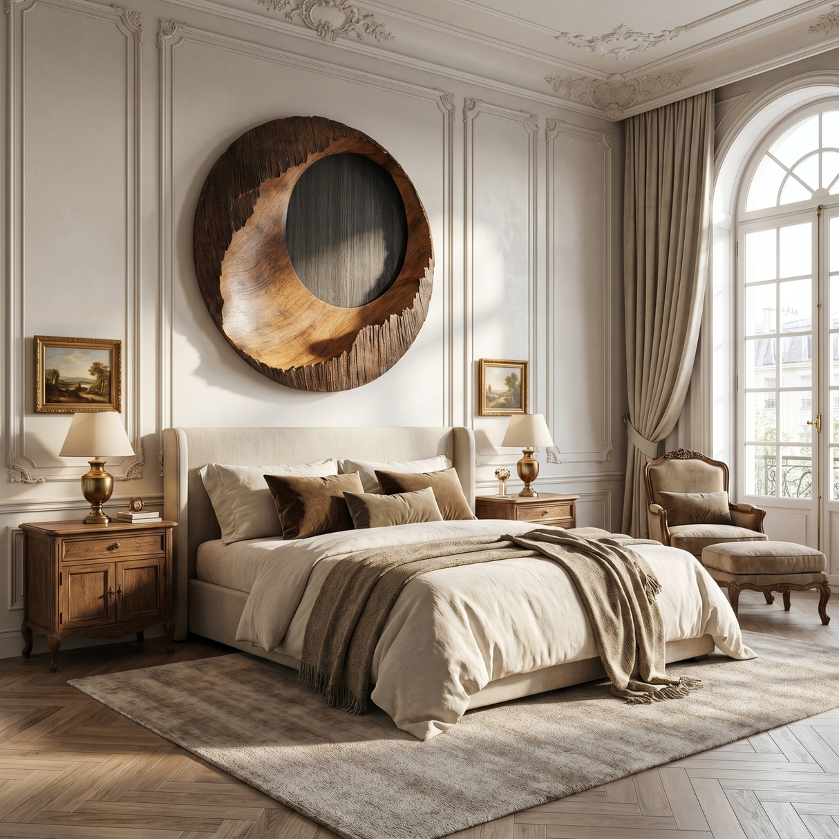 Textured Solid Wood Eclipse Wall Sculpture with Open Center and Natural Edge