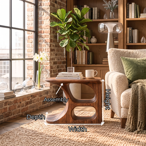 Sculptural Solid Wood Side Table with Open Storage Compartments