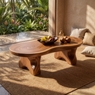 Solid Wood Tea Table with Organic Freeform Top