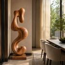Handcrafted Solid Wood Serpentine Abstract Floor Sculpture