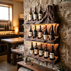 Luxury Mountain Ridge Solid Wood Wine Rack Wall Shelf