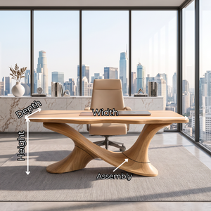 Live Edge Solid Wood Desk with Sculptural Double Curve Base