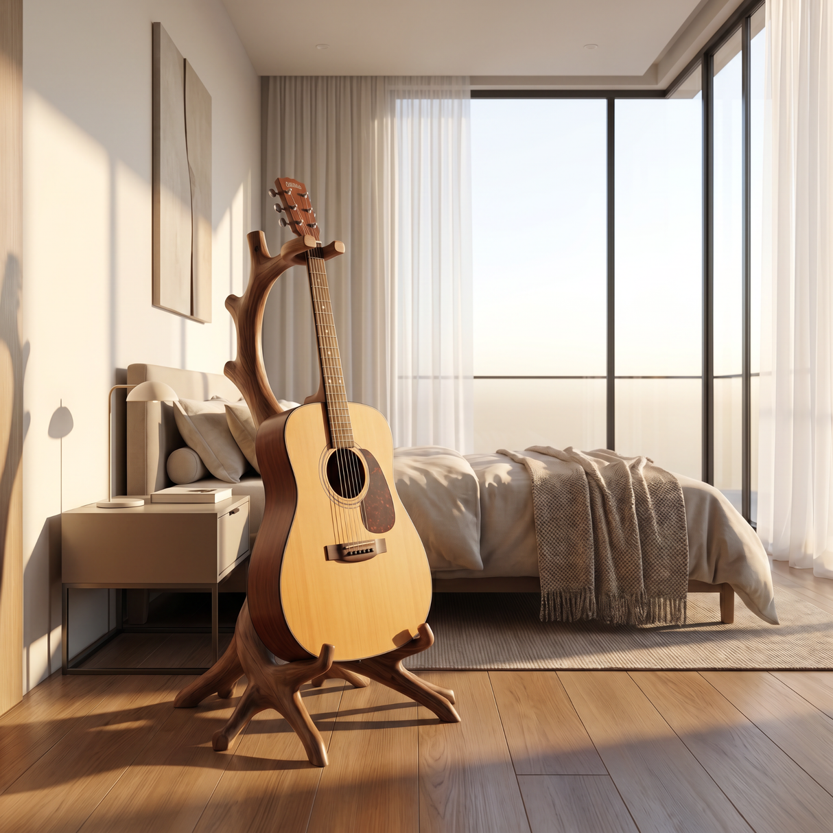 Organic Root Guitar Holder Handmade Wooden Instrument Stand