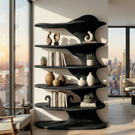 Organic Curved Solid Wood Bookshelf for Minimalist Interiors