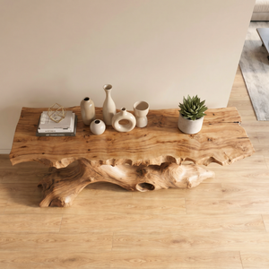 Console Table Solid Wood with Organic Tree Root Base for Entryway Decor
