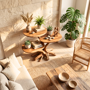 Tree Root Side Table Handmade Organic Wood Accent Stand