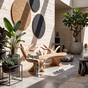 Branch Form Solid Wood Garden Bench with Sculptural Root Base