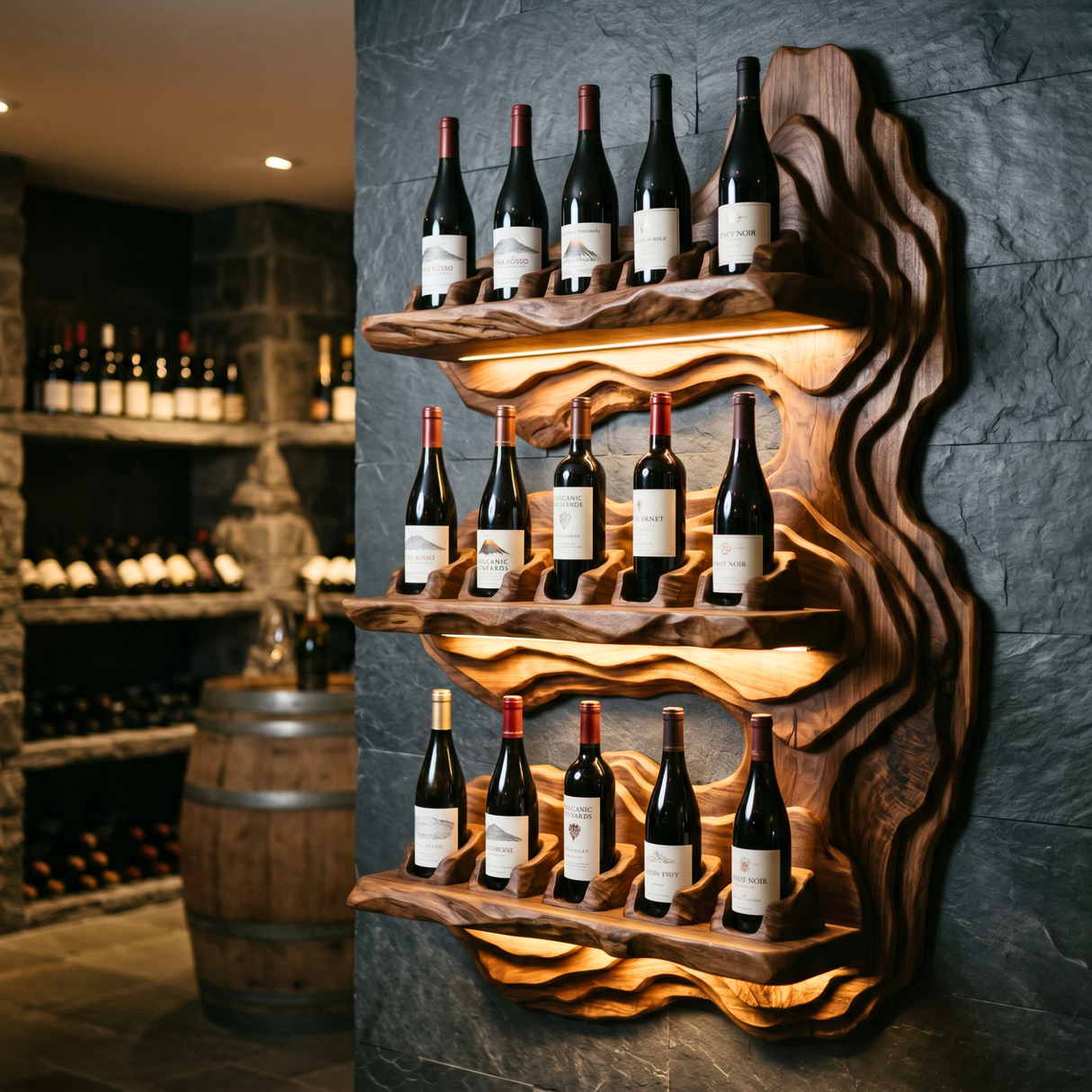Luxury Solid Wood Wine Rack Wall Display Shelf