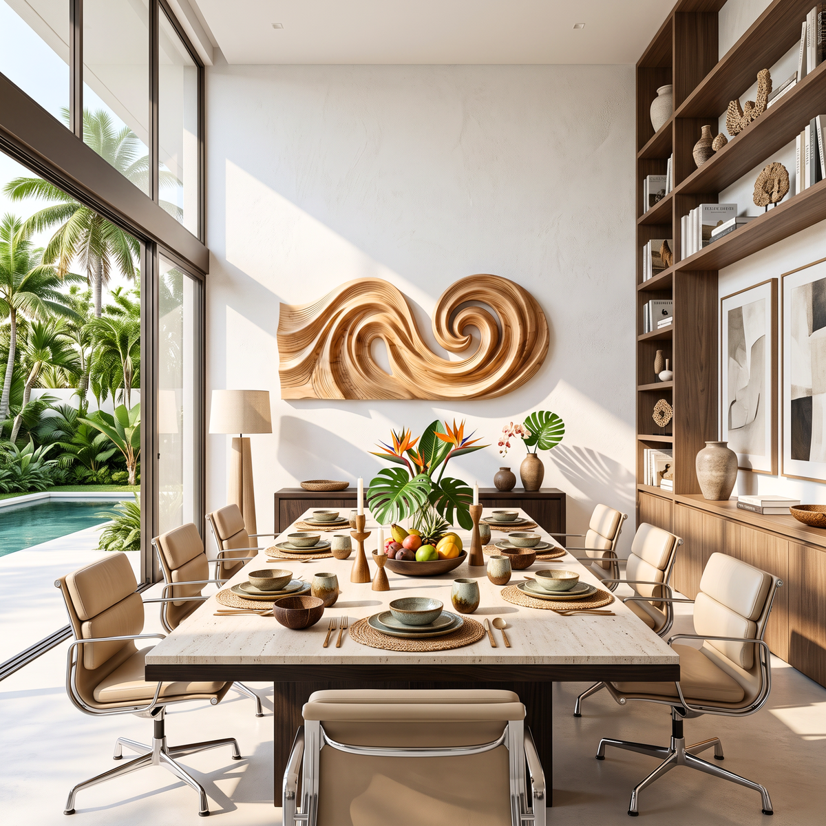 Double Spiral Flow Wood Wall Sculpture