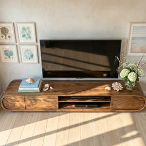 Solid Wood TV Stand Storage Media Console Organic Modern Entertainment Unit