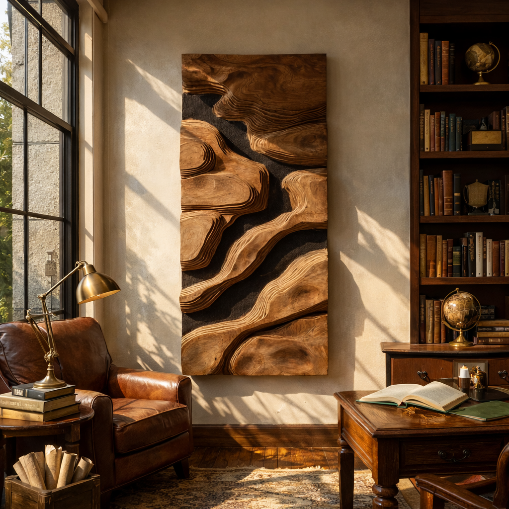 Contemporary Solid Wood Carved Wall Panel for Modern Interiors