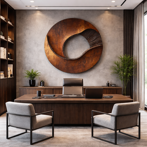 Modern Solid Wood Circular Wood Wall Art for Living Room