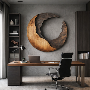 Organic Crescent Solid Wood Wall Sculpture for Modern Interiors
