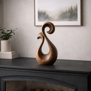 Abstract Spiral Wood Sculpture Modern Organic Tabletop Decor