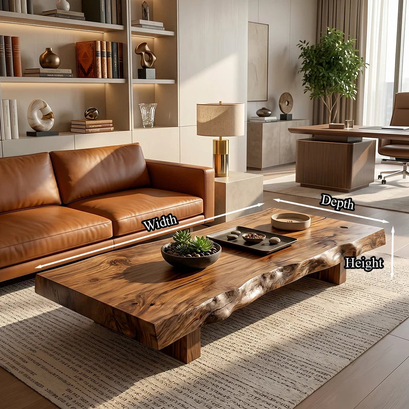 Live-Edge Solid-Wood Coffee Table for Japandi Living Rooms