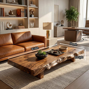 Live-Edge Solid-Wood Coffee Table for Japandi Living Rooms