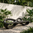 Solid Wood Garden Bench with Infinity Loop Sculptural Frame
