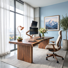 Solid Wood Executive Desk with Live Edge Top and Block Pedestal Legs