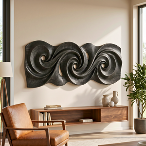 Triple Spiral Flow Wood Wall Sculpture