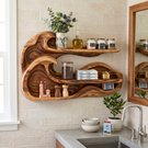 Double Wave Wood Wall Shelf for Vanity and Entryway Storage