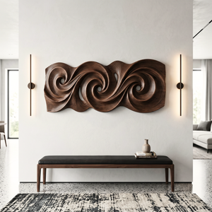 Triple Spiral Flow Wood Wall Sculpture