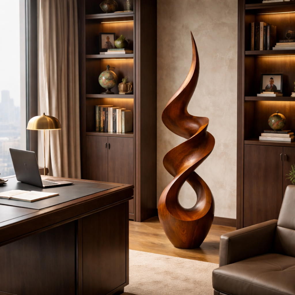 Modern Solid Wood Floor Sculpture for Contemporary Interiors