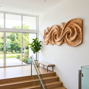 Triple Spiral Flow Wood Wall Sculpture