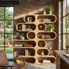 Handcrafted Solid Wood Organic Bookshelf with Rounded Open Display Shelves