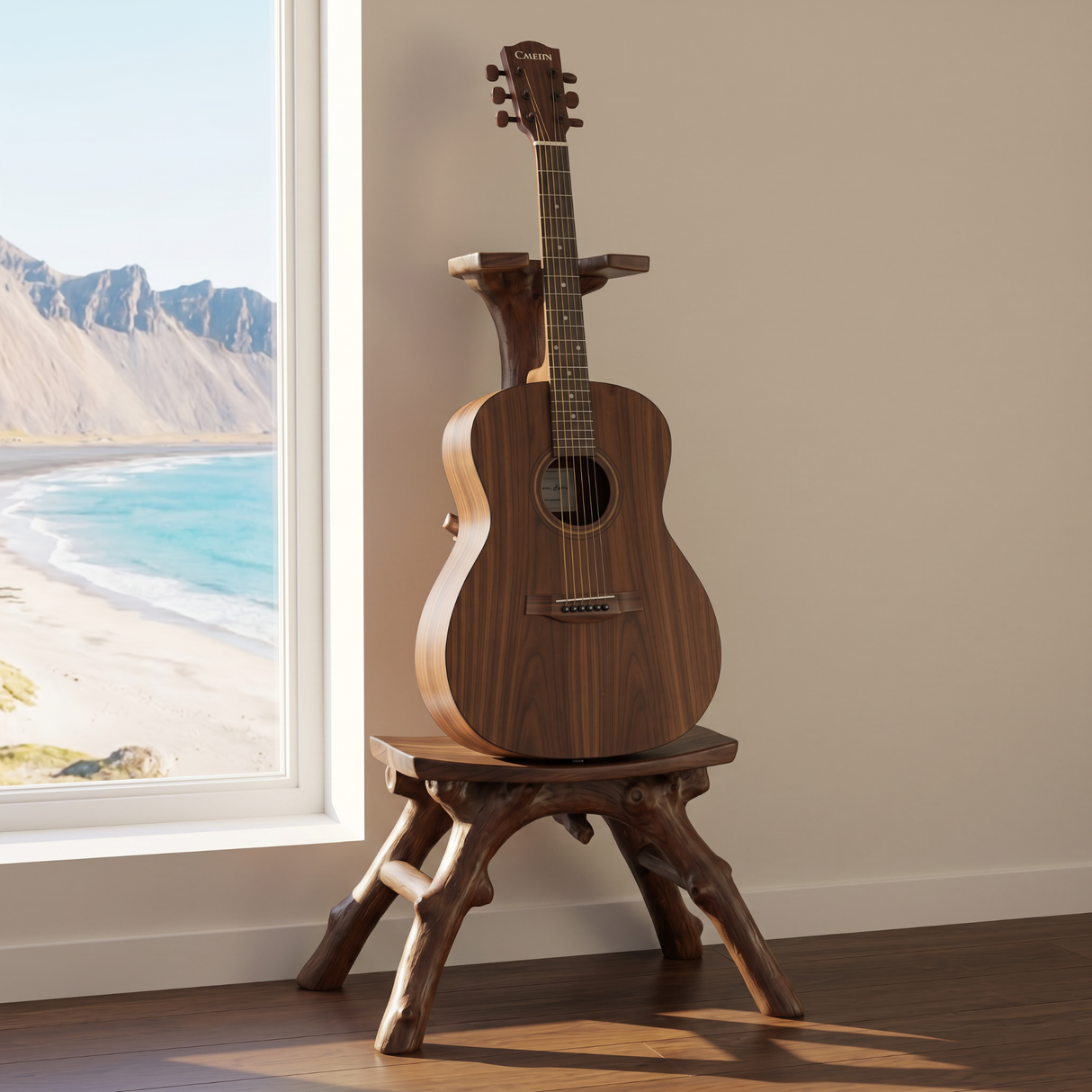 Driftwood Guitar Holder Handmade Wooden Floor Stand