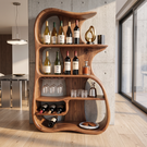 Wine Cabinet Solid Wood Organic Open Shelf Design for Dining Room