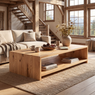 Solid Wood Coffee Table with Clean Open Shelf Design