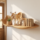 Handcrafted Solid Wood Flower Petal Wall Shelf for Books and Decor